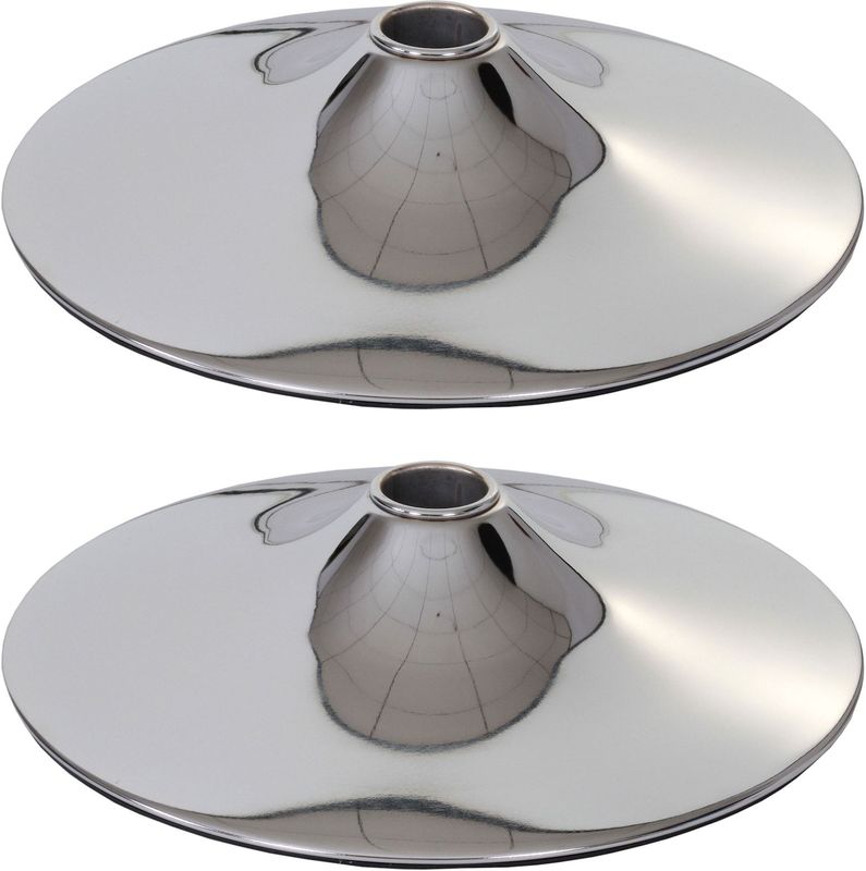 2er-Set Fußplatte Fuß Fußteller für Barhocker Loungesessel, chromoptik ~ Ø 41cm