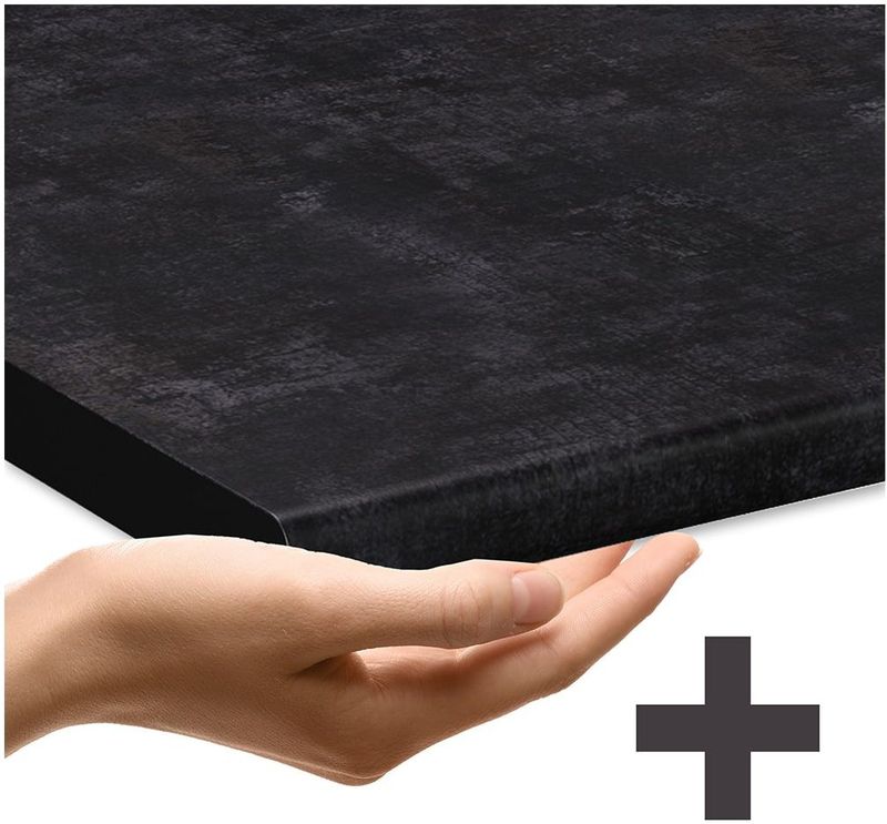 Vicco Herdumbauschrank R-Line Schwarz Beton Anthrazit 60 cm mit Arbeitsplatte Anthrazit