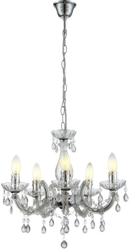 Kronleuchter, Lüster, Kristalle, klar, 5-flammig, H 128 cm