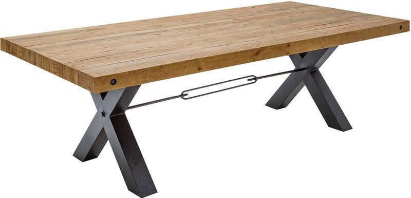 riess-ambiente Esstisch THOR - 240cm vintage braun recyceltes Pinienholz Industrial Design X-Gestell