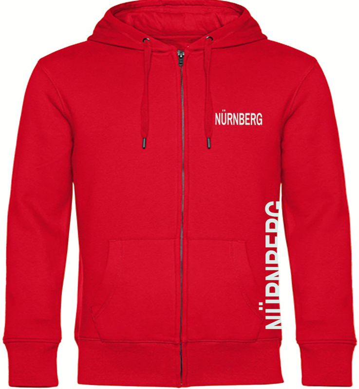 multifanshop Kapuzen Sweatshirt Jacke - Nürnberg - Brust & Seite - Druck weiß - Sweat
