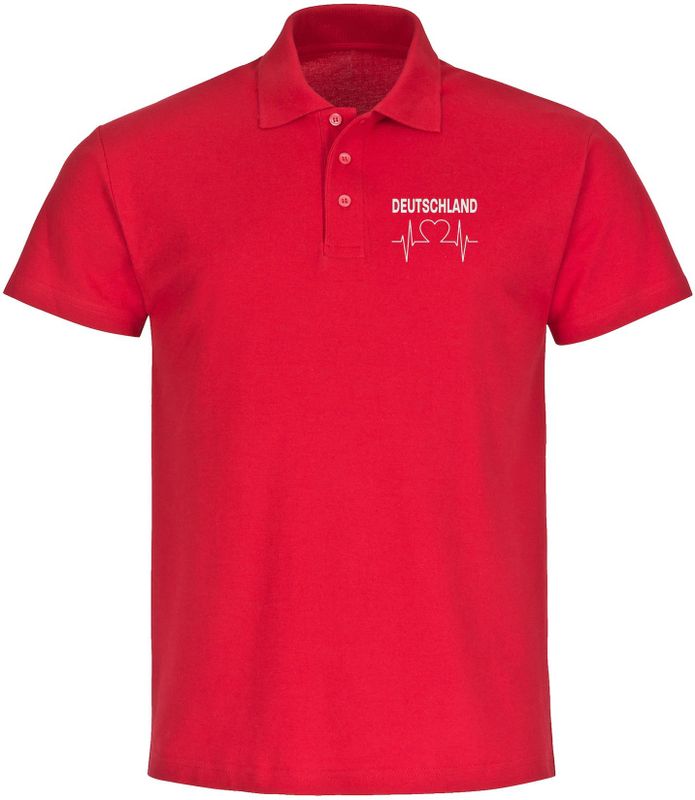 multifanshop Poloshirt - Deutschland - Herzschlag - Druck weiß - Polo