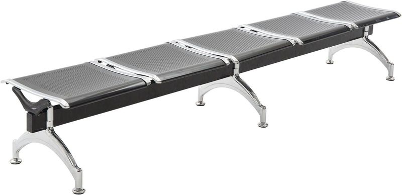 CLP 5er Wartebank CENTRAL mit Metallgestell in Chrom-Optik I Robuste Bank aus Metall
