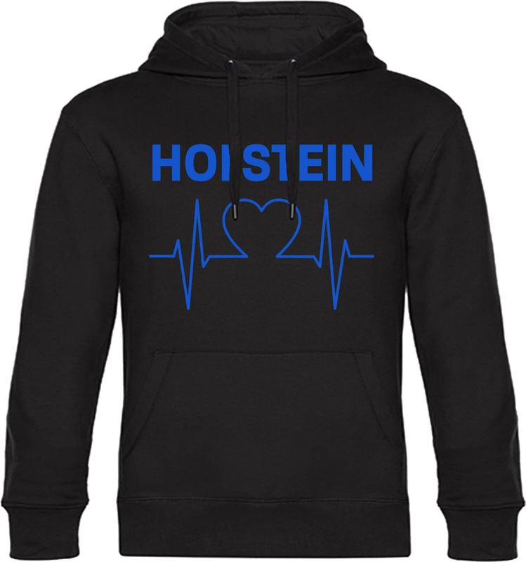 multifanshop Kapuzen Sweatshirt - Holstein - Herzschlag - Druck blau - Hoodie