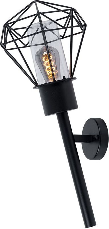 Wandlampe, Fackel, Gitter Design, schwarz H 28,5 cm