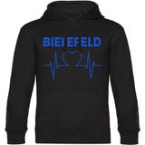multifanshop Kapuzen Sweatshirt - Bielefeld - Herzschlag - Druck blau - Hoodie