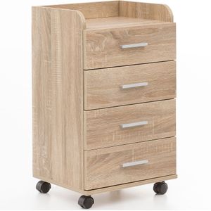 KADIMA DESIGN Rollcontainer ISONZO: 4 Schubladen, Ablagefläche, Rollen, Melaminharz-Beschichtung, flexibel und mobil.