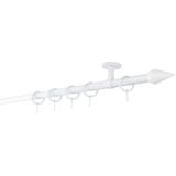 20mm,1-läufig,Rohr,Deckenträger classic,Endstück point Größe: 150cm, Farbvariante: Weiß