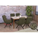 6er-Set Esszimmerstuhl MCW-G66, Küchenstuhl, drehbar Auto-Position Stoff/Textil Bouclé MVG ~ grün