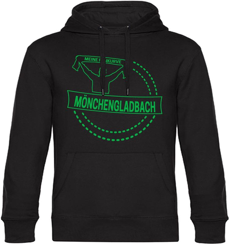 multifanshop Kapuzen Sweatshirt - Mönchengladbach - Meine Fankurve - Druck grün - Hoodie