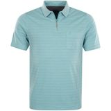 Hajo Shirt Gestreiftes Kurzarm-Poloshirt Softknit mit verdecktem Reißverschluss und Brusttasche in Regular Fit