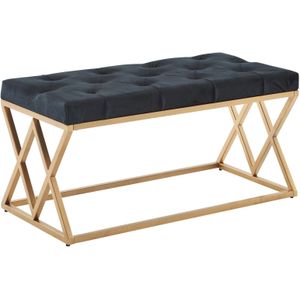 KADIMA DESIGN Elegante Samt Polsterbank, Chesterfieldmuster, goldenes Metallgestell, 90 cm Breite, kompakt und vielseitig