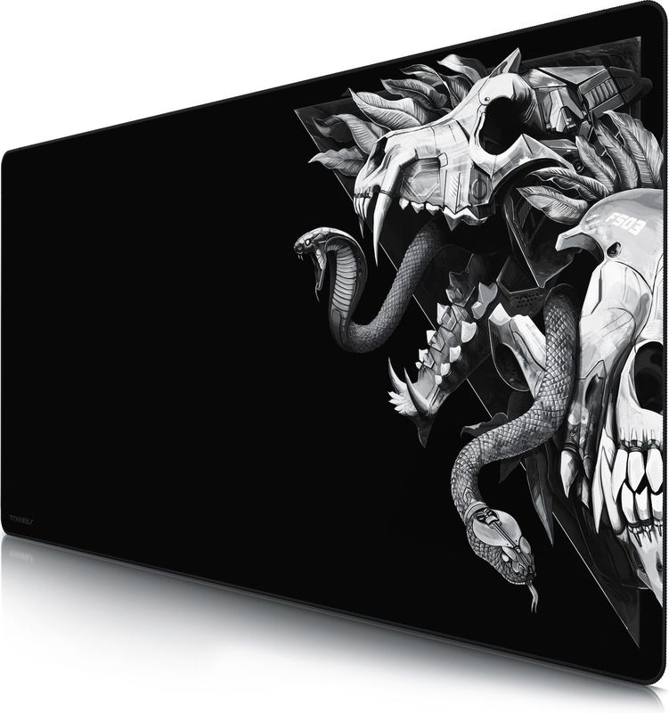 Titanwolf Gaming Mauspad, XXXL Speed Mousepad 1200 x 600 mm, Geschwindigkeit & Präzision, Wolf Skull