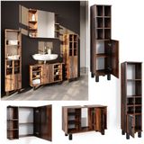 Vicco Badmöbelset Waschtischunter 80 cm Spiegelschrank Midischrank mit Tür Fynn