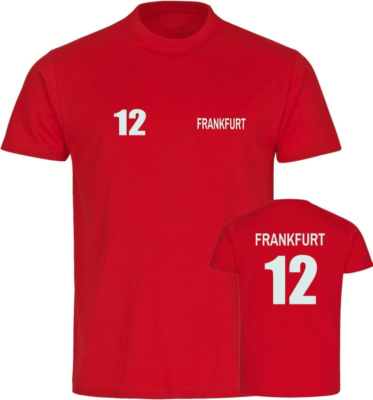 multifanshop Kinder T-Shirt - Frankfurt - Trikot Nummer 12 - Druck weiß - Kind
