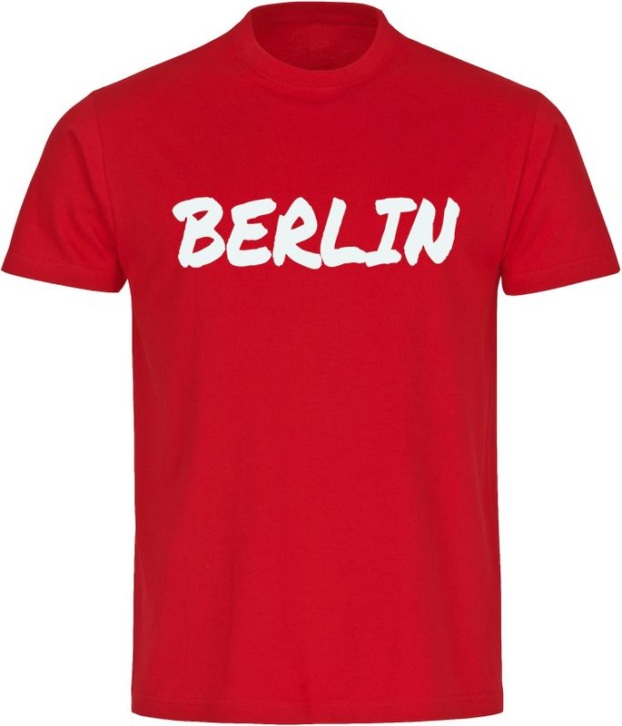 multifanshop Herren T-Shirt - Berlin rot - Textmarker - Druck gold metallic - Männer