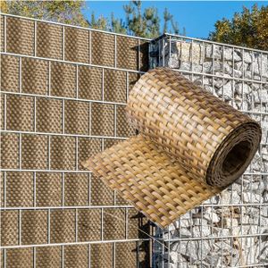 NYVI Polyrattan Sichtschutzstreifen Privafence 255 x 19 cm - Sichtschutz für Doppelstabmatten Zaun Anzahl:6;Farbe:Braun und Beige