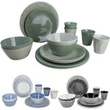 BO-CAMP Melamin Campinggeschirr Set Mix&Match Essgeschirr Teller Becher 16tlg Farbe: schwarz