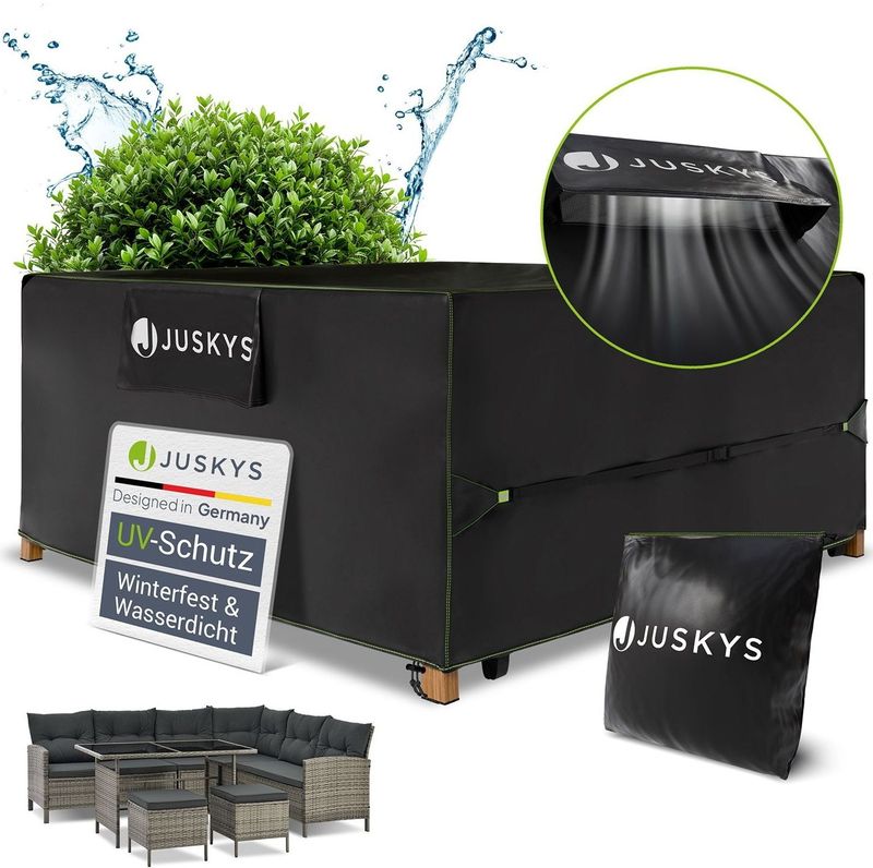 Juskys Gartenmöbel Abdeckplane 200 x 200 x 90 cm - winterfest, wasserdicht, UV-Schutz, Schutzhülle