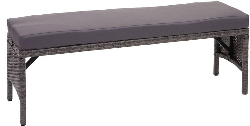 Poly-Rattan Sitzbank MCW-G16, Gartenbank Rattanbank, Gastronomie 112cm ~ grau, Kissen dunkelgrau