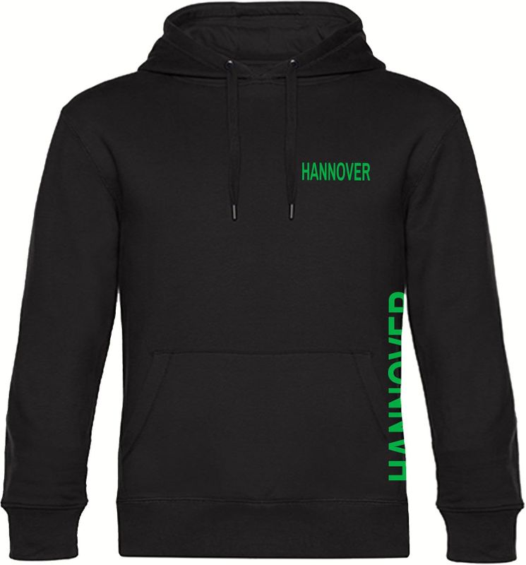 multifanshop Kapuzen Sweatshirt - Hannover - Brust & Seite - Druck grün - Hoodie