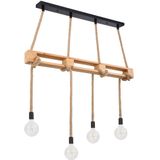 Hängeleuchte, Balken natur, Hanfseil, L 120 cm, ULLEU