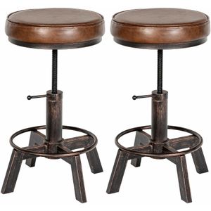 CLP 2er Set Sitzhocker Destin mit Kunstlederbezug I Hocker im Industrial Design I gepolstert und höhenverstellbar