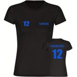 multifanshop Damen T-Shirt - Hamburg - Trikot Nummer 12 - Druck blau - Frauen