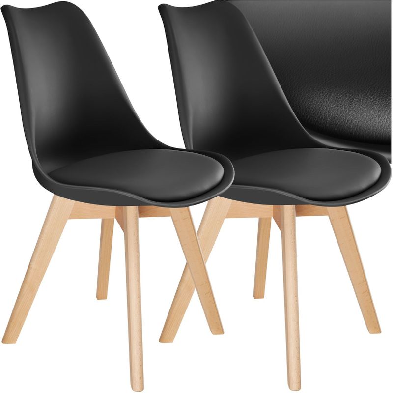 tectake® Set Esszimmerstuhl, gepolsterte Sitzfläche, massive Holzbeine, 49 x 56 x 82,5 cm