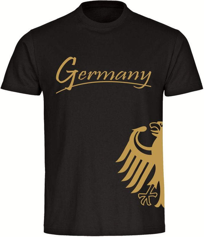multifanshop Kinder T-Shirt - Germany - Adler seitlich Gold - Druck gold metallic - Kind