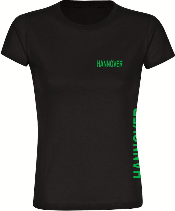 multifanshop Damen T-Shirt - Hannover - Brust & Seite - Druck grün - Frauen
