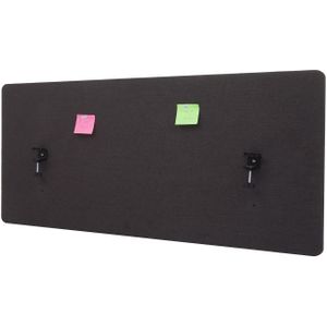 Akustik-Tischtrennwand MCW-G75, Büro-Sichtschutz Schreibtisch Pinnwand, doppelwandig Stoff/Textil ~ 60x140cm braun-grau