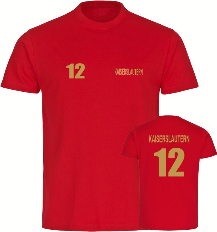 multifanshop Kinder T-Shirt - Kaiserslautern - Trikot Nummer 12 gold - Druck gold metallic - Kind
