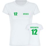multifanshop Damen T-Shirt - Bremen - Trikot Nummer 12 - Druck grün - Frauen