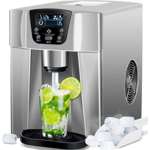 KESSER® Eiswürfelbereiter  Eiswürfelmaschine Edelstahl  100W  Ice Maker  12 kg 24 h  2 Würfelgrößen  Zubereitung in 6 min  2 Liter Wassertank  Timer  LCD-Display  Wassertank