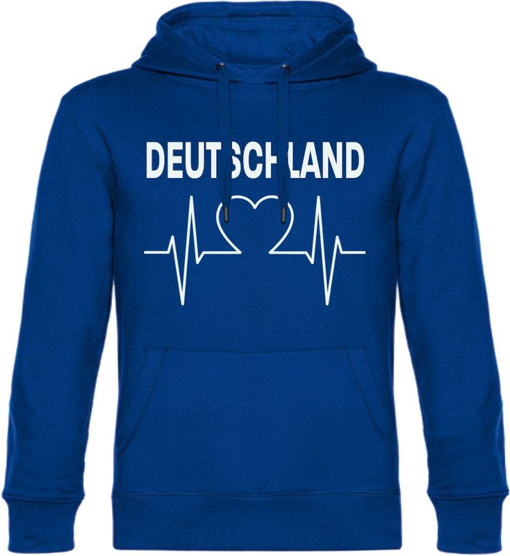 multifanshop Kapuzen Sweatshirt - Deutschland - Herzschlag - Druck weiß - Hoodie