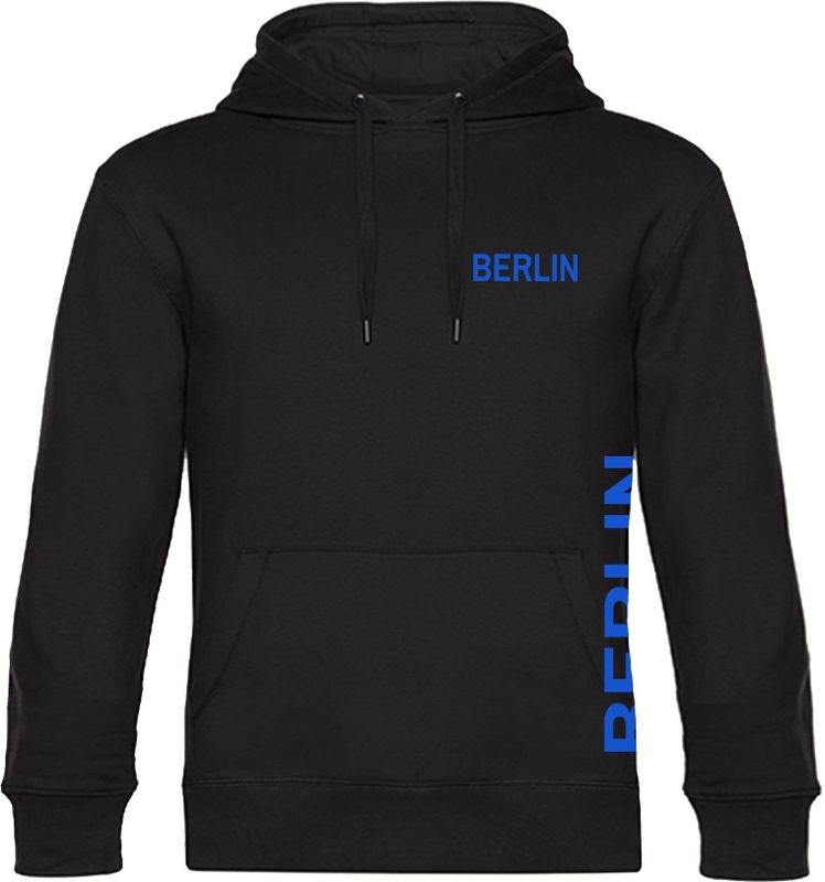 multifanshop Kapuzen Sweatshirt - Berlin blau - Brust & Seite - Druck blau - Hoodie