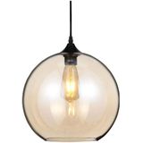 Pendellampe, Metall, Glas, Bernstein, Kugel, 1x E27