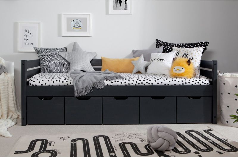 TiCAA Sofabett Naomi inkl. 5x Schubkästen, 90x200