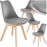 tectake® Set Esszimmerstuhl, gepolsterte Sitzfläche, massive Holzbeine, 49 x 56 x 82,5 cm