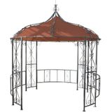 Pergola Cabrera, Rundpavillon Garten Pavillon, stabiles Stahl-Gestell Ø 3m ~ terracotta-braun