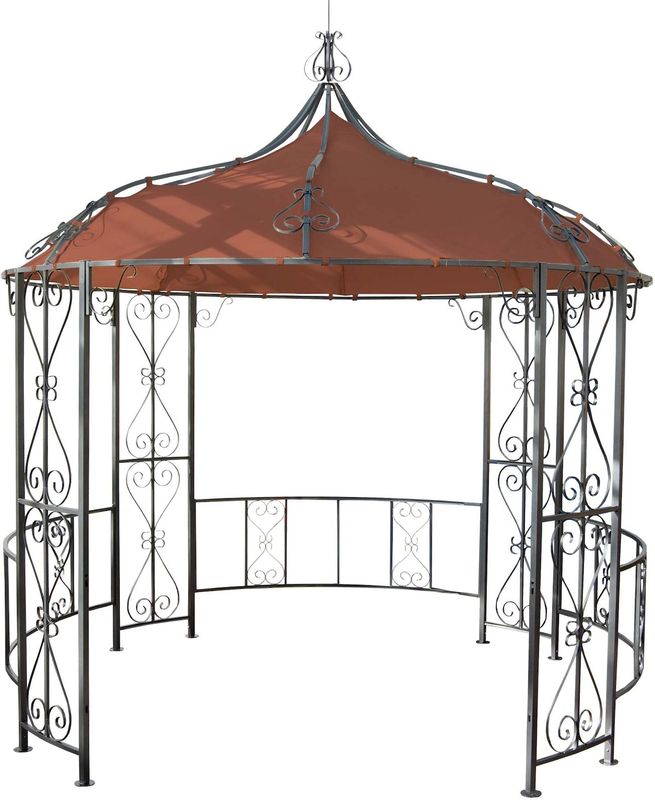 Pergola Cabrera, Rundpavillon Garten Pavillon, stabiles Stahl-Gestell Ø 3m ~ terracotta-braun