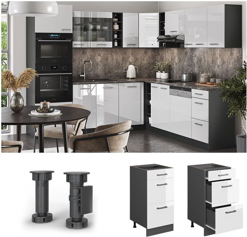 Vicco Schubladenunterschrank Küchenschrank Küchenzeile R-Line 40 cm Anthrazit Weiß Schublade