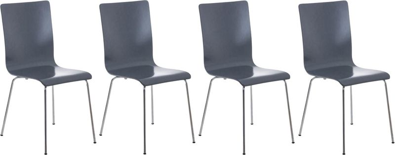 CLP 4er-Set  Wartezimmerstuhl PEPE mit ergonomisch geformten Holzsitz und Metallgestell I 4x Konferenzstuhl  In verschiedenen Farben erhältlich