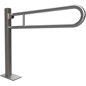 Brillantbad BELP Stützklappgriff in U-Form Bodenmontage Edelstahl gebürstet mit Abdeckung 153x870x975 mm, 120 kg Traglast für Bad & WC >> zum Bohren
