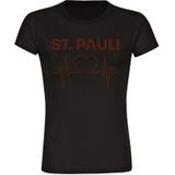 multifanshop Damen T-Shirt - St. Pauli - Herzschlag - Druck braun - Frauen