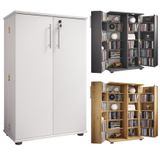 VCM Holz CD DVD Stand Regal/Schrank  platzsparender CD Schrank mit 2 abschließbaren Türen für 600 CDs oder 260 DVDs oder 144-Videos  Maße: H. 93 x B. 60 x T. 31 cm  20 variable Einlegeböden – Engalo XL