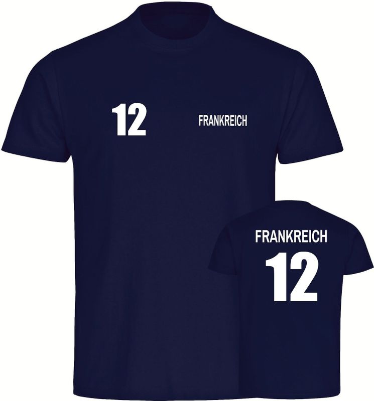 multifanshop Herren T-Shirt - Frankreich - Trikot Nummer 12 - Druck weiß - Männer
