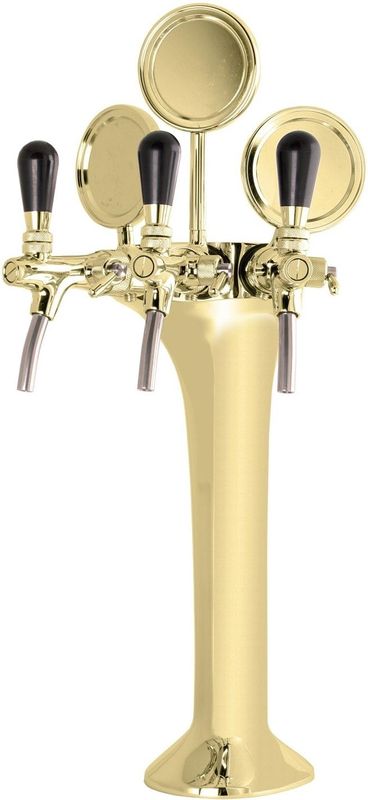 Schanksäule, Bierzapfsäule - Gold, 3-Leitig: Elegante & Hochwertige Zapfanlage für Bars & Restaurants (Paketpreis), "Topp-Qualität!"