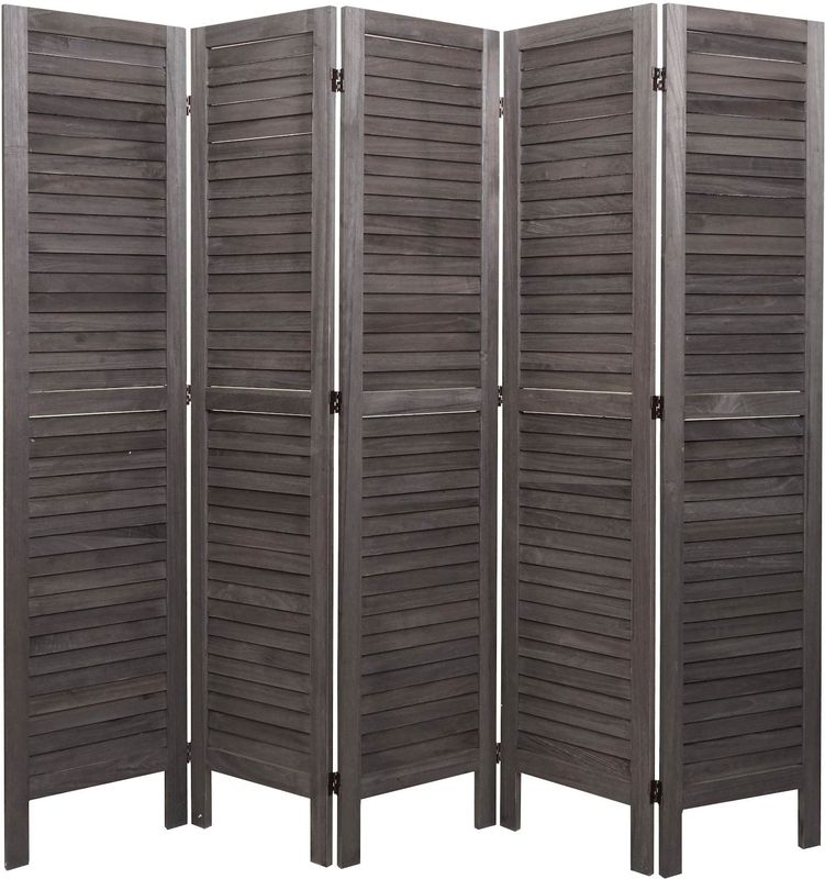 Paravent MCW-G30, Trennwand Sichtschutz Raumteiler, Shabby-Look 170x200cm ~ grau-braun